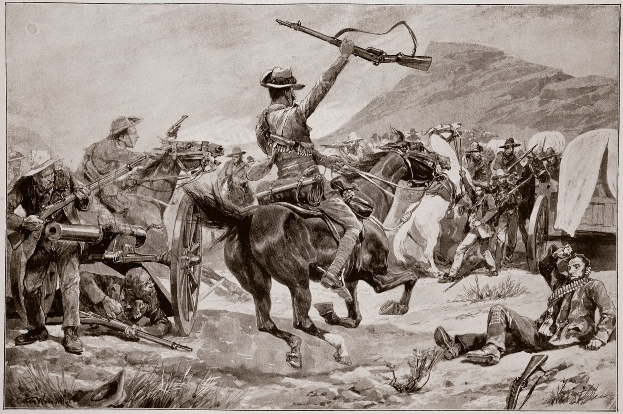 Carica dei Bushmen e dei neozelandesi sui cannoni boeri, vicino a Klerksdorp, 24 marzo 1901 da Richard Caton Woodville junior