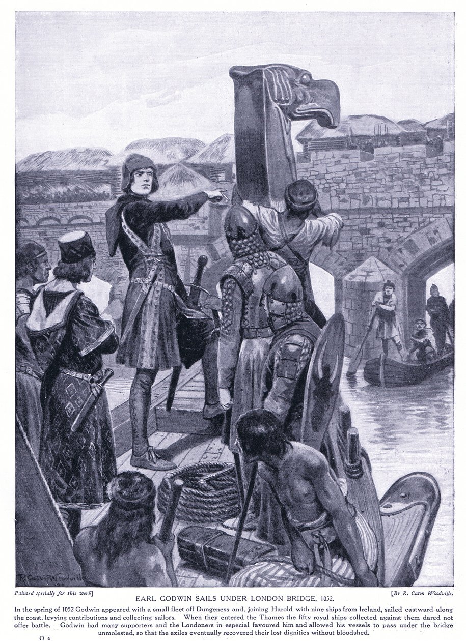 Il conte Godwin naviga sotto il ponte di Londra AD1025, anni 