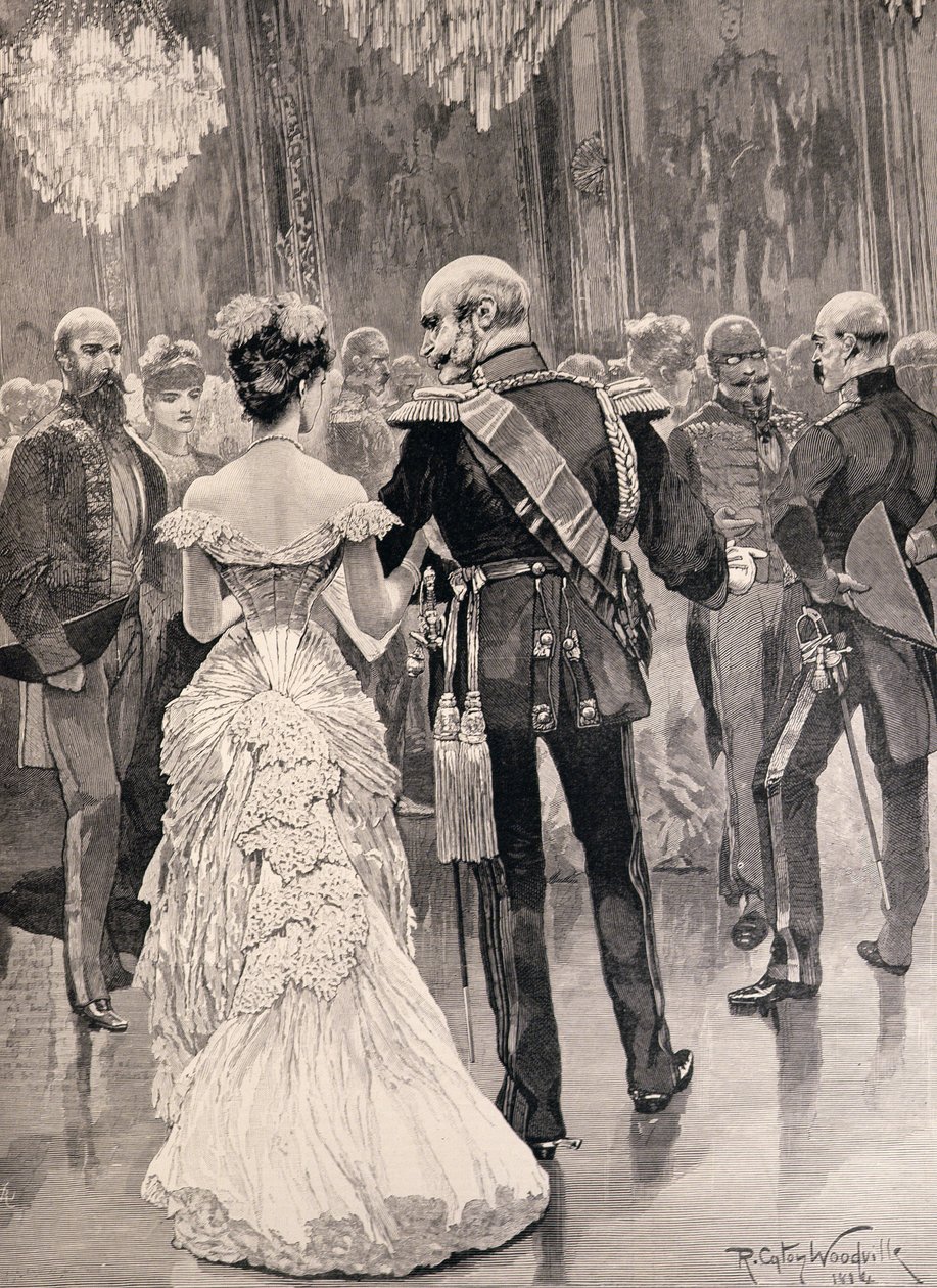 Il re di Prussia a un ballo di corte nel 1862, indicando Bismarck, il suo nuovo ministro di stato, da 