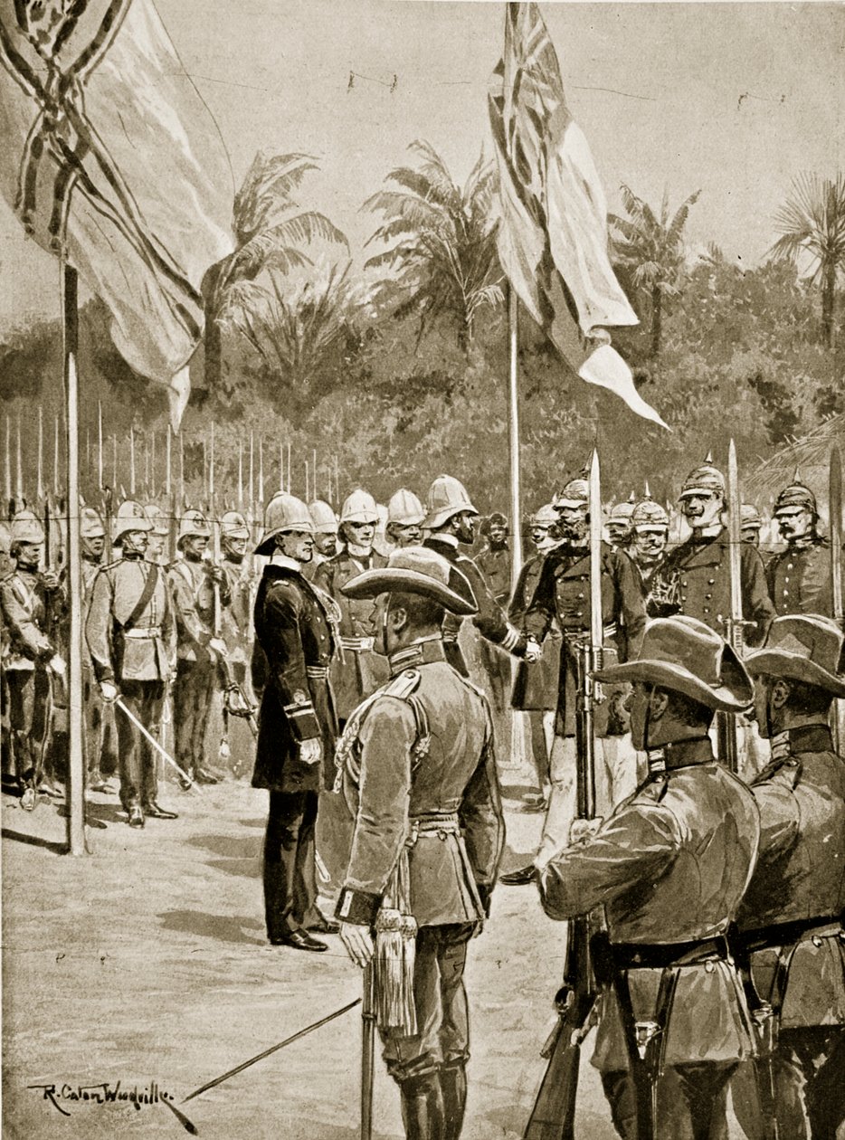 La divisione della Nuova Guinea tra britannici e tedeschi, 1884 da Richard Caton Woodville junior