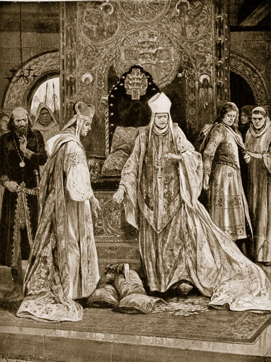 Il legato papale calpesta il tributo di Giovanni, illustrazione da 
