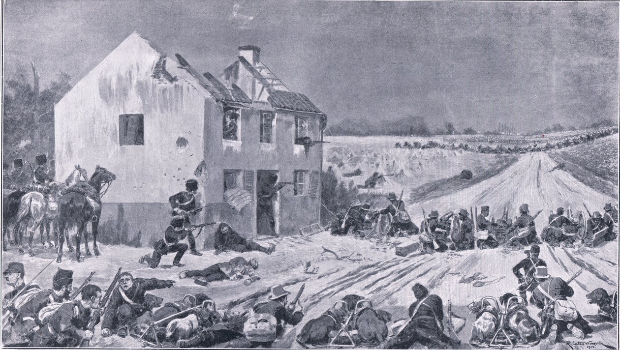Scena dalla Battaglia di Haelen dove le truppe belghe sconfissero gli invasori, da La Grande Guerra The Amalgamated Press Limited, 1914 da Richard Caton Woodville