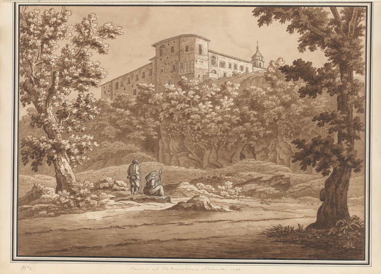 Convento a Valmontone, da un volume di 66 vedute disegnate dal vero nei dintorni di Roma e Abruzzo, novembre 1790 da Richard Colt Hoare