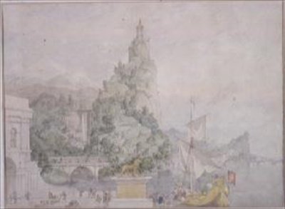 Composizione paesaggistica: studio per una scena di caduta per il teatro di Broadmoor Asylum da Richard Dadd