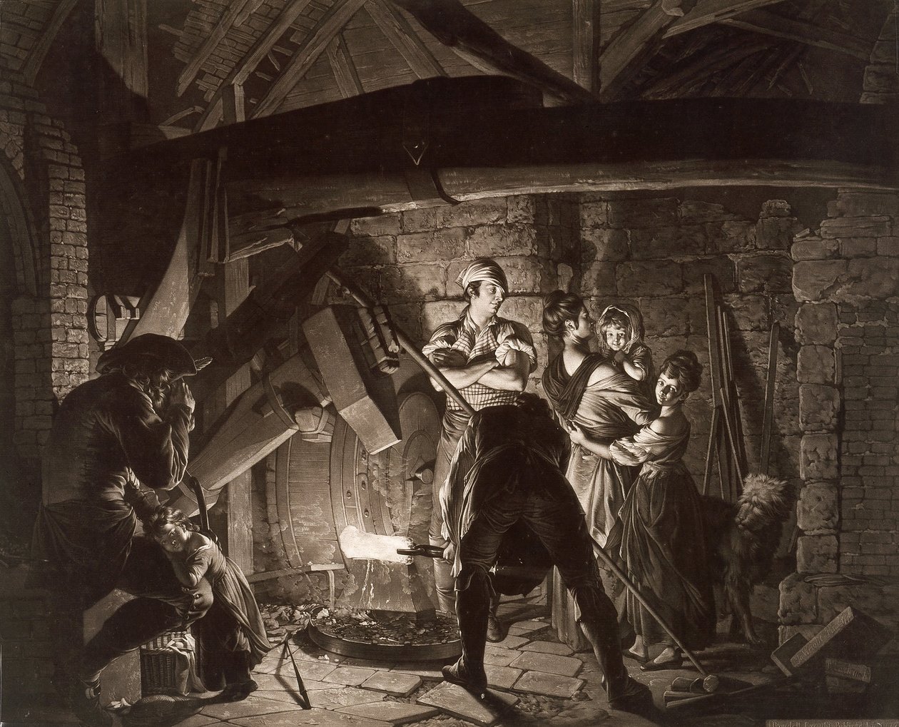 Una fucina di ferro, dopo Joseph Wright of Derby da Richard Earlom
