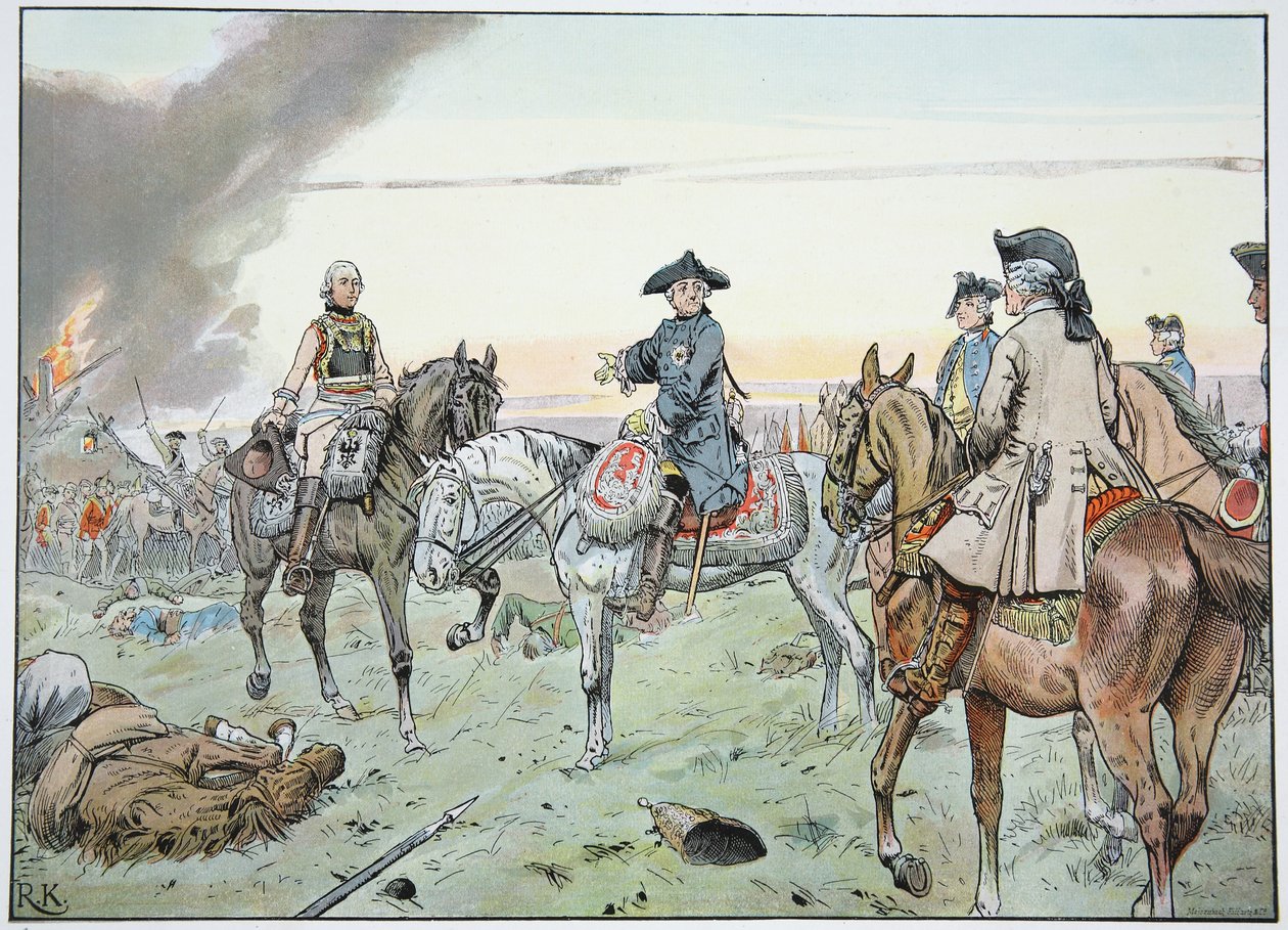 Federico e Seydlitz alla battaglia di Zorndorf il 25 agosto 1758 da Richard Knoetel