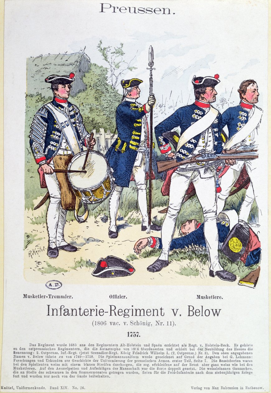 Soldati del Reggimento di Fanteria Prussiano von Below nel 1757 da Richard Knoetel