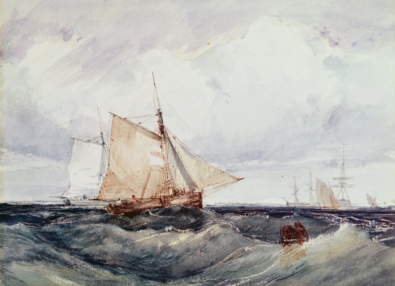 Un cutter e altre navi in una forte brezza da Richard Parkes Bonington