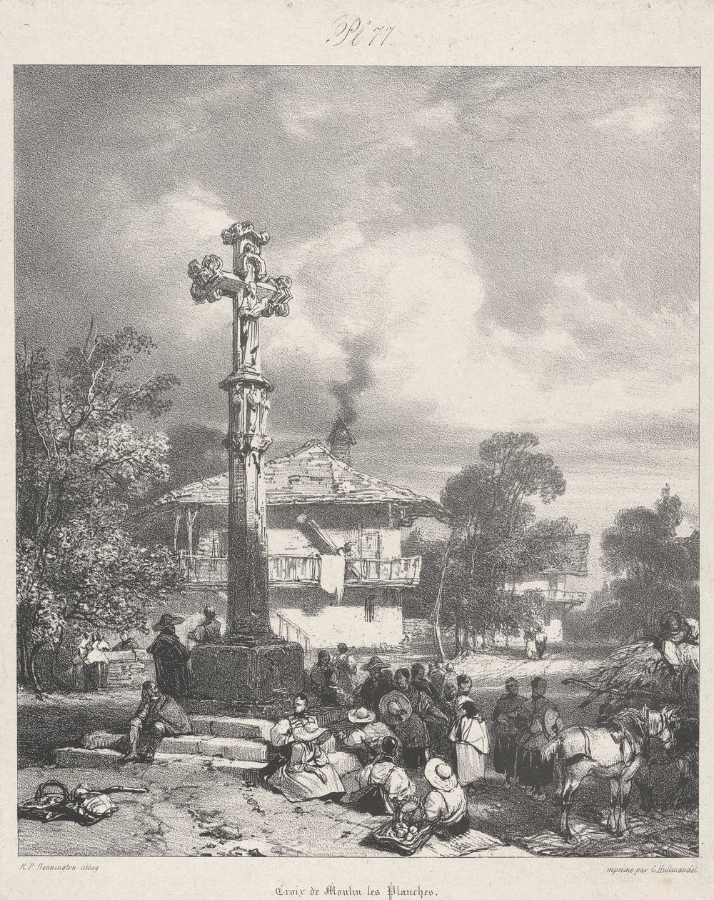 Croix de Moulin les Planches, 1827 da Richard Parkes after Bonington