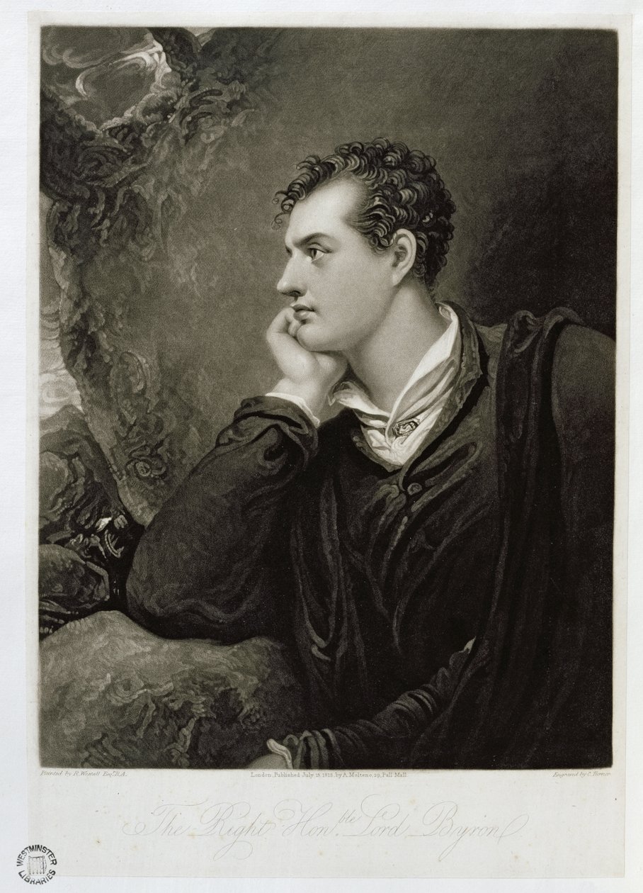 George Gordon, 6° Lord Byron, inciso da Charles Turner, 1815 da Richard Westall