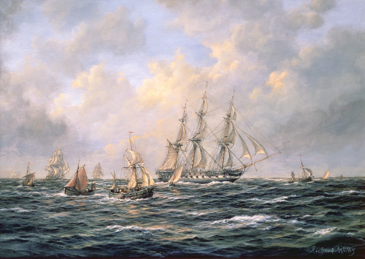 Convoglio di East Indiamen tra barche da pesca da Richard Willis