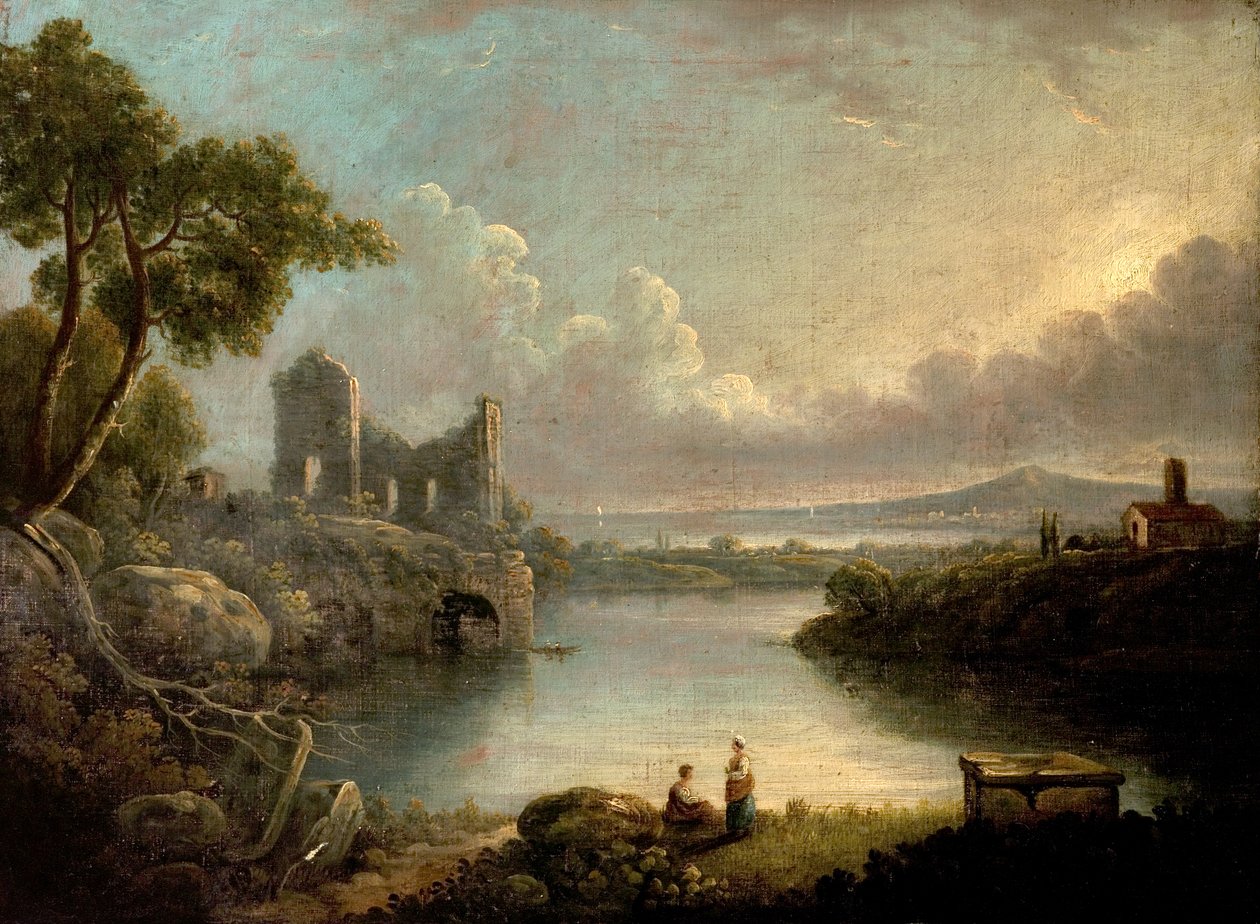 Scena fluviale con mare e rovine classiche da Richard Wilson