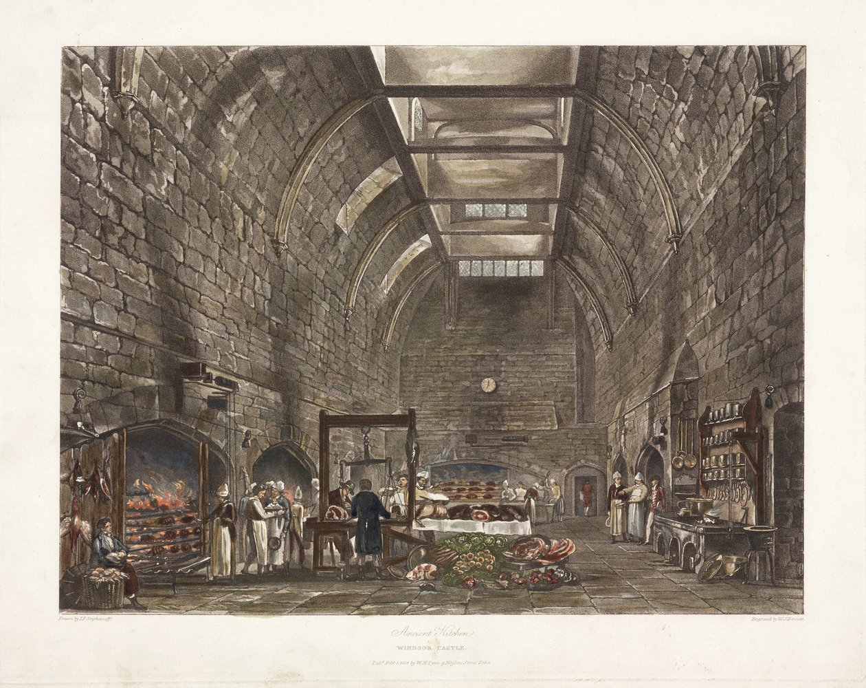 Antica cucina del Castello di Windsor, inizio XIX secolo da John Pardon