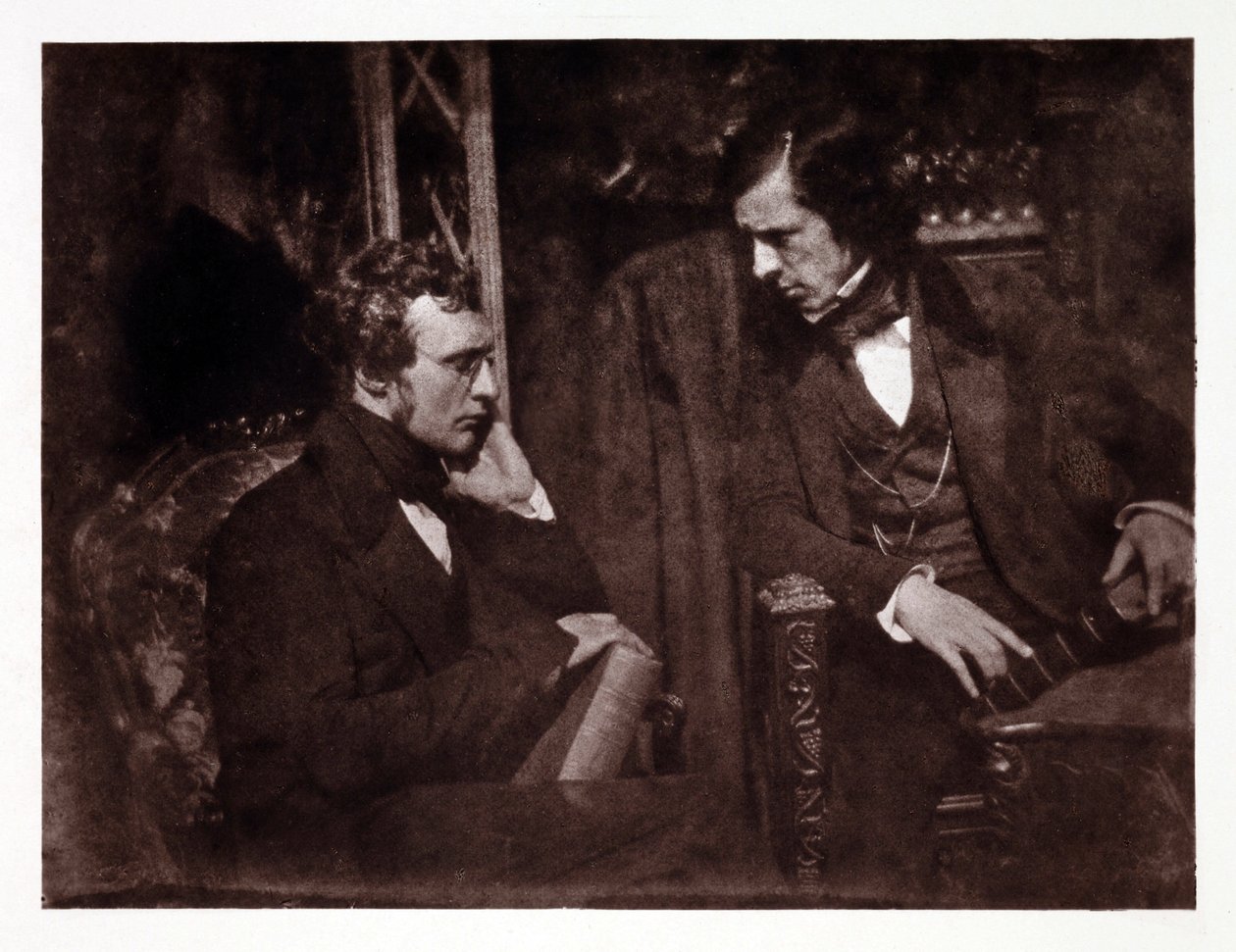Due uomini in conversazione: dottor Samuel Brown (1817-1856) e il reverendo George Gilfillan (1813-1878), fotografia verso il 1840 da John Pardon
