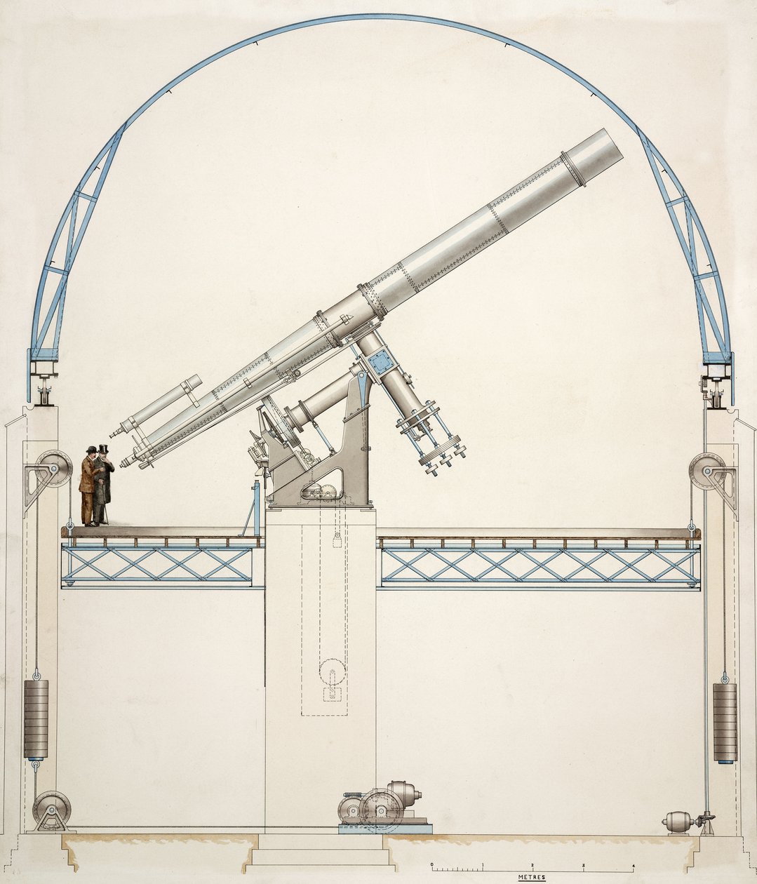 Telescopio rifrattore montato equatorialmente con cupola da John Pardon