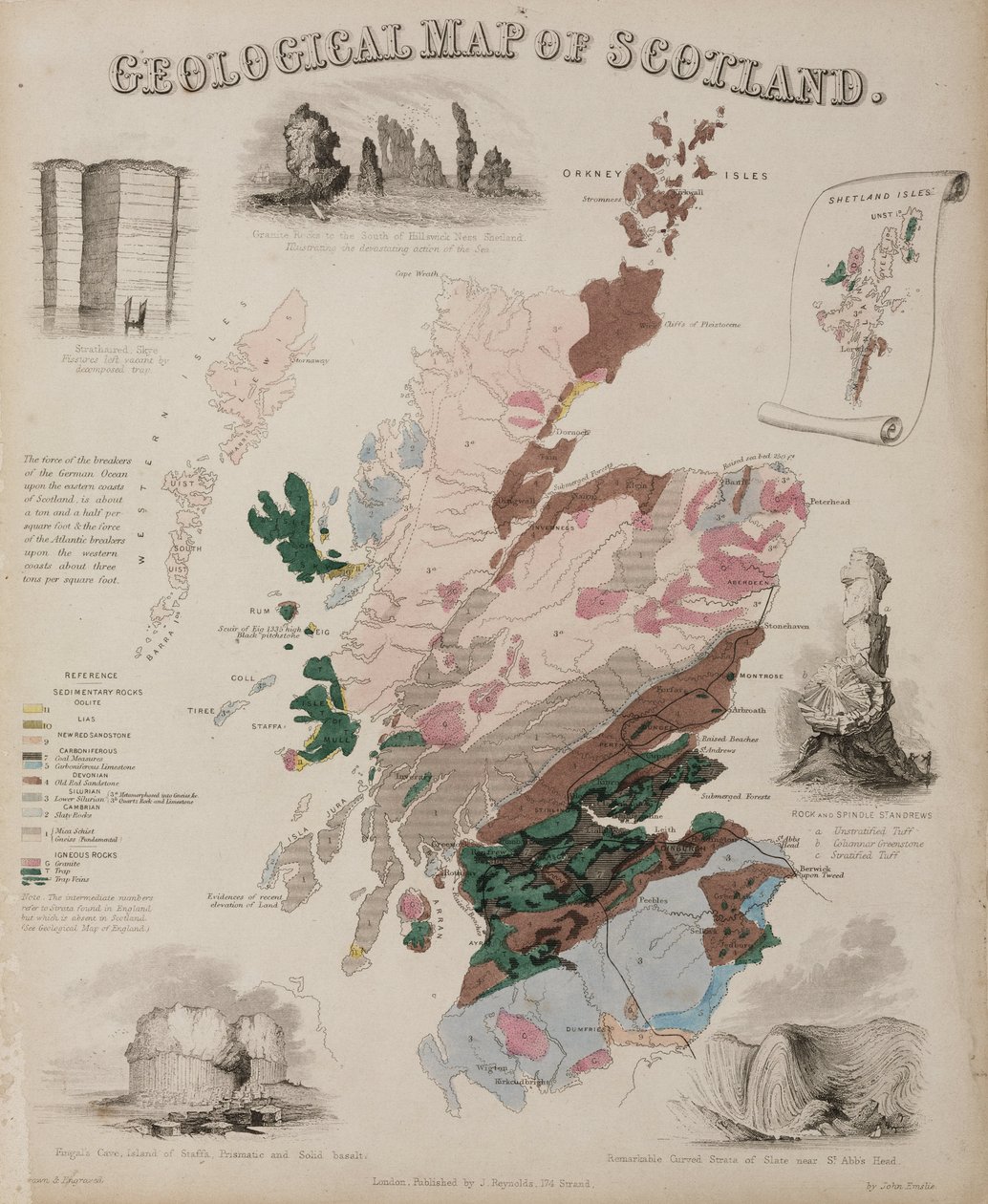 Mappa geologica della Scozia, c. 1850 da John Pardon
