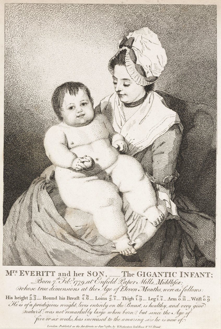 Mrs Everitt e suo figlio; il bambino gigante da John Pardon