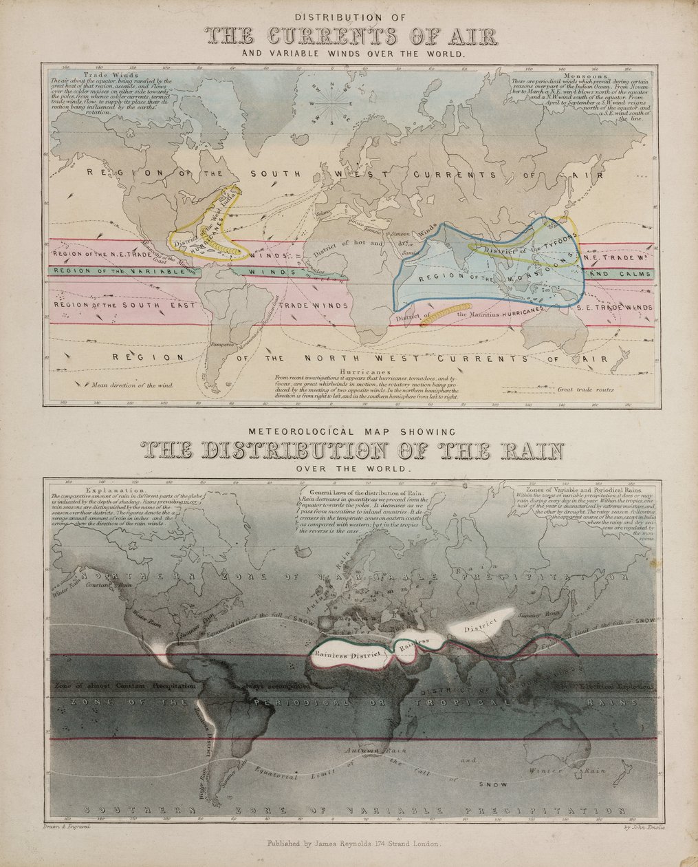 Due mappe meteorologiche, c. 1850 da John Pardon