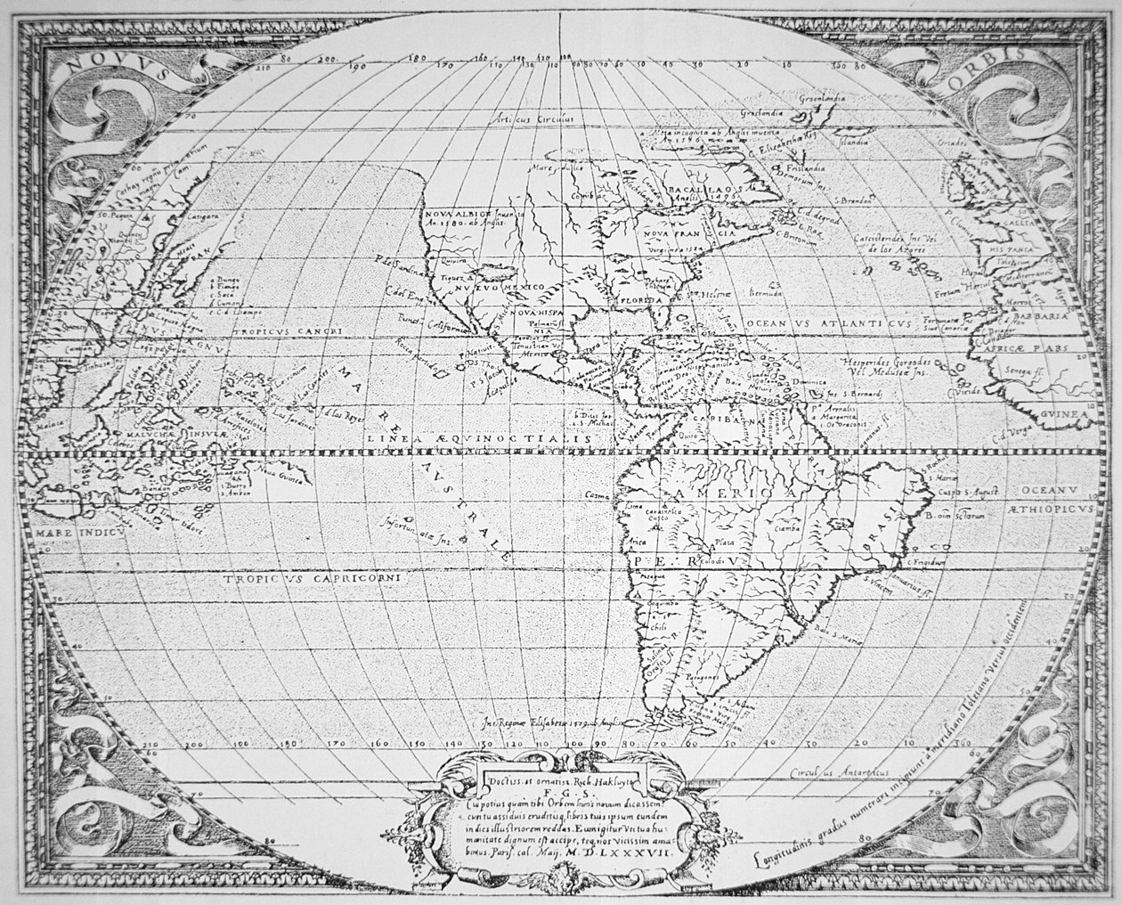 Mappa del Nuovo Mondo 1587 da Richard (after) Hakluyt