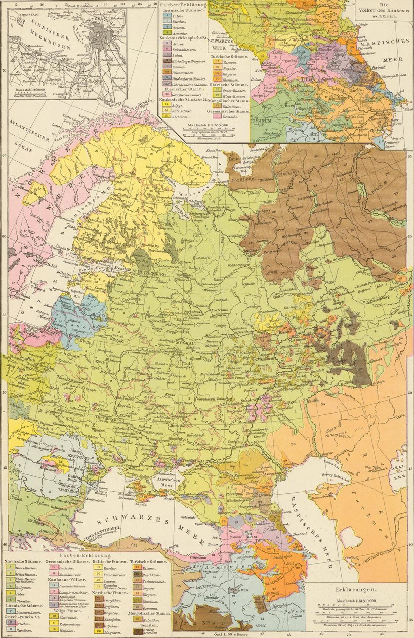 Andree, Richard. Volkerkarte von Russland. 1881 A da Richard Andree