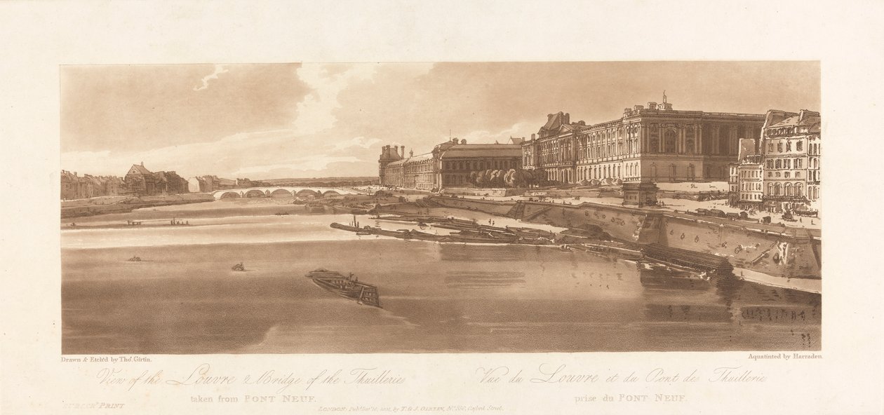 Veduta del Louvre e del Ponte delle Thuilleries, presa dal Pont Neuf. 1802; Tavola 2 da Vedute di Parigi, il Volume Emanuel Tracciato della tavola, B1981.25.2613 da Richard Banks Harraden
