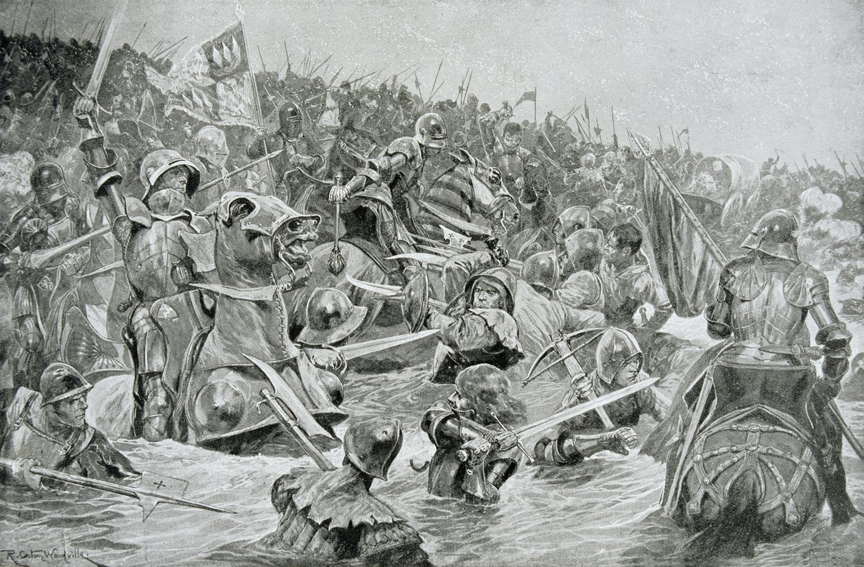 La battaglia di Towton nel 1461, illustrazione da 