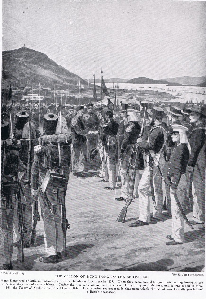 La cessione di Hong Kong ai britannici, 1841, illustrazione da 