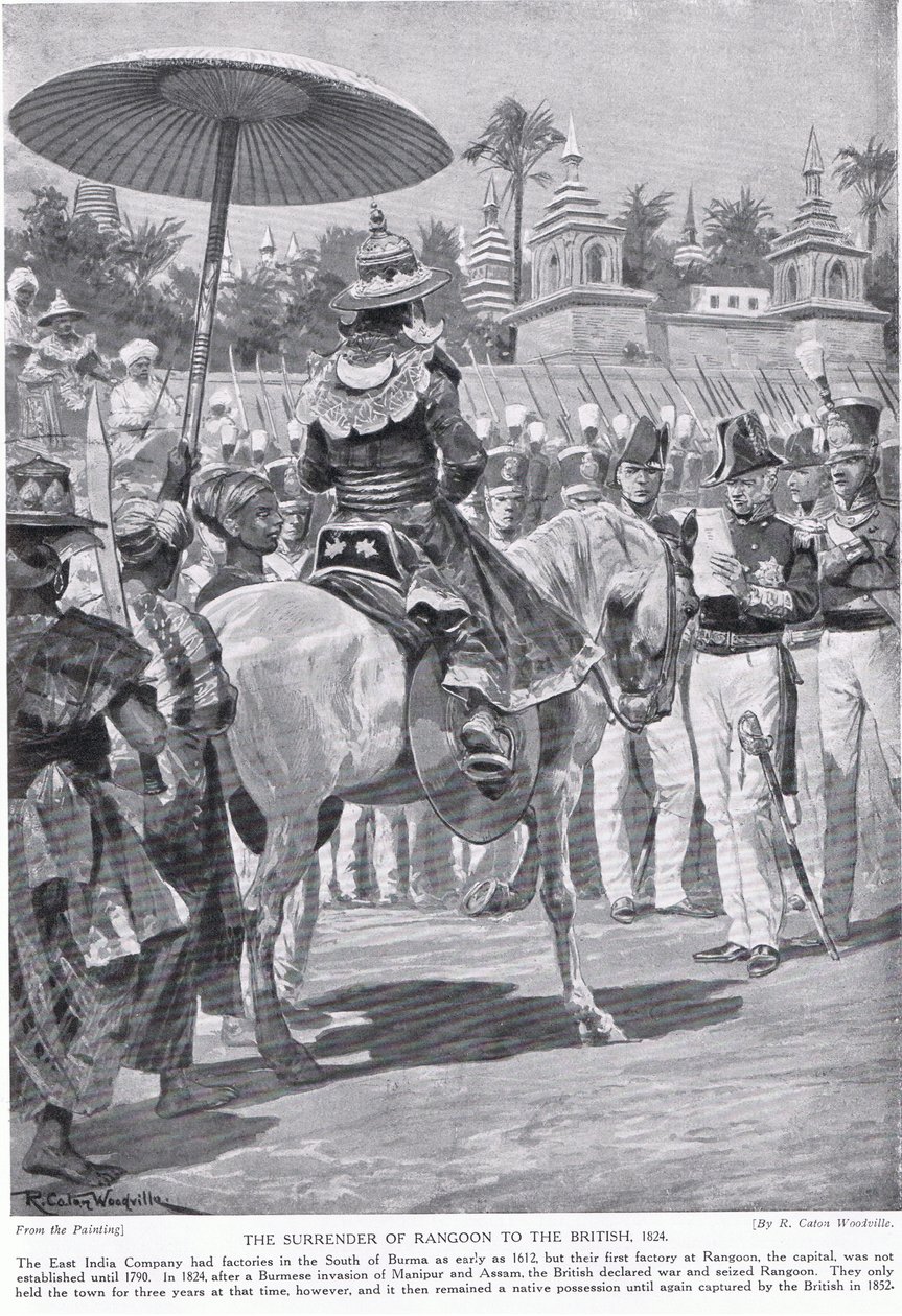 La resa di Rangoon agli inglesi, 1824, illustrazione da 