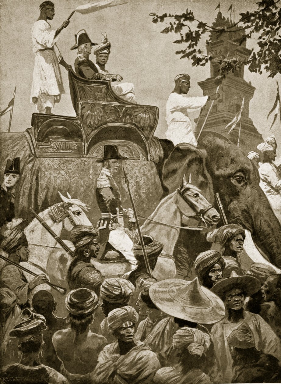 Truppe britanniche che entrano a Singapore, 1824, illustrazione da 