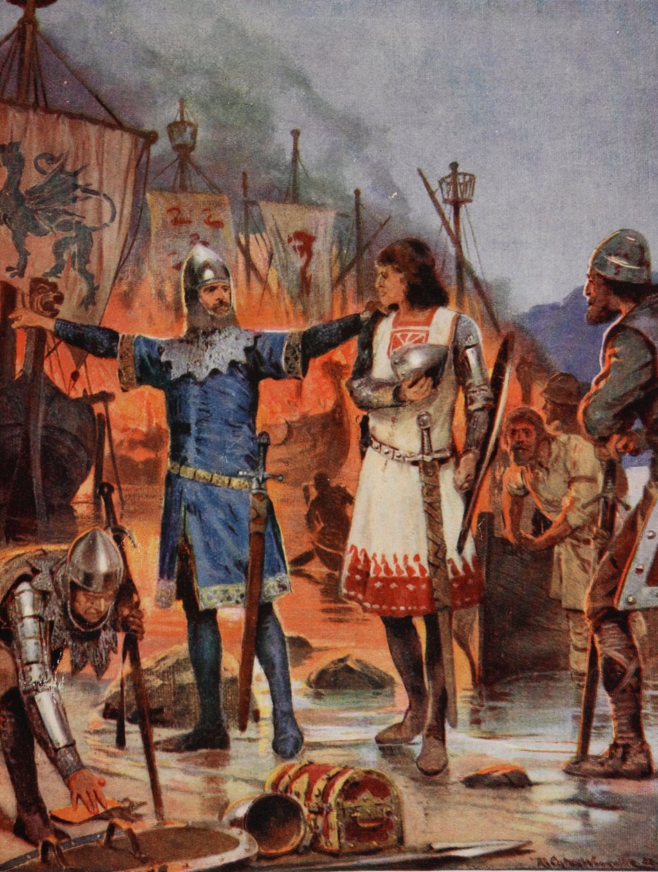 FitzStephen brucia le sue barche, 1169, illustrazione da 