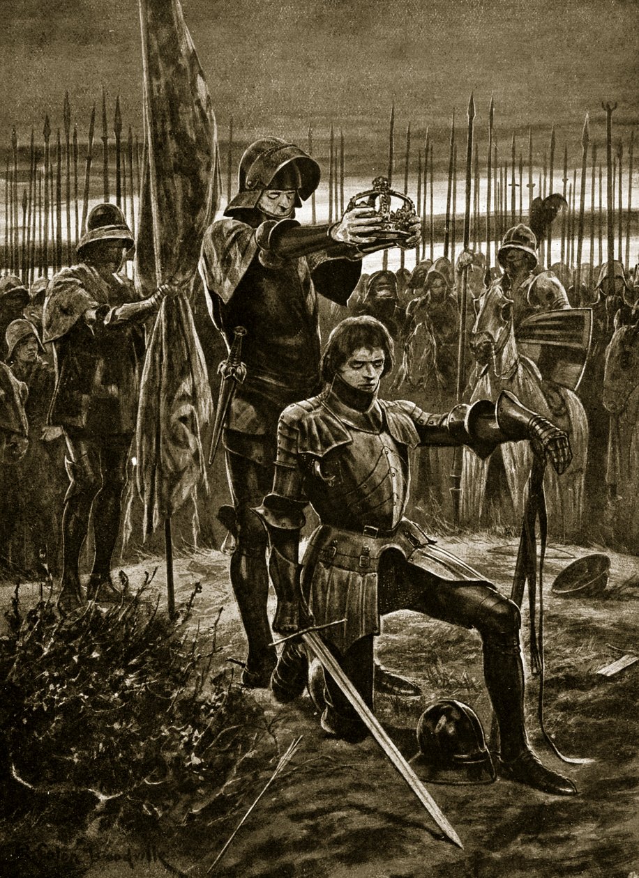 Enrico VII incoronato a Bosworth, illustrazione da 