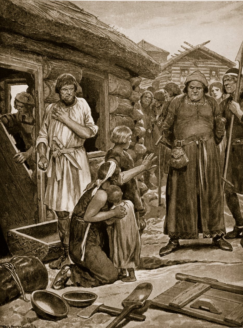 Soggetti sovraccaricati espulsi dalle loro case, illustrazione da 