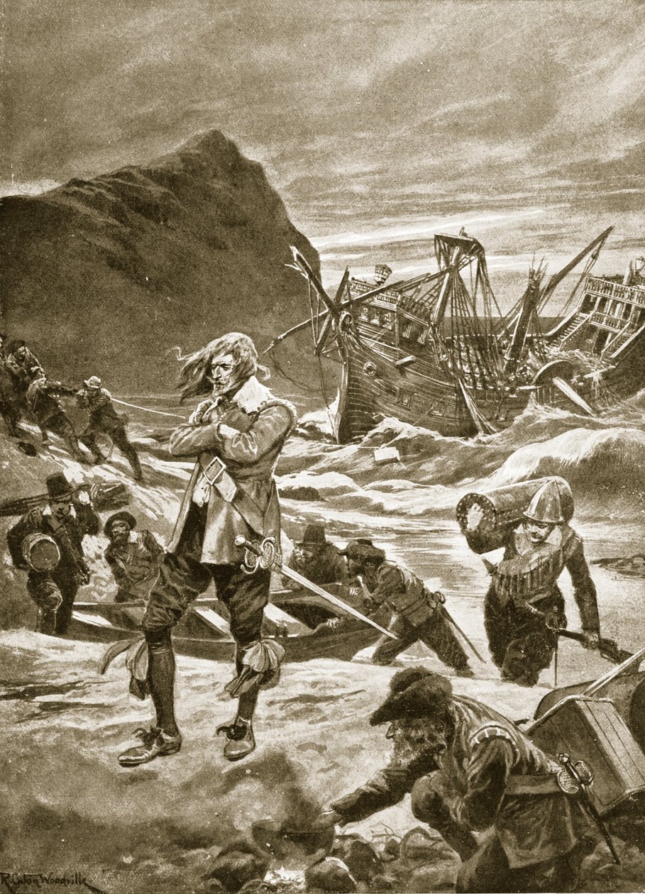 Naufragato alle Bermuda, 1609, illustrazione da 