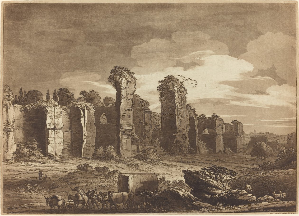 Veduta dei resti delle Terme di Caracalla, presa dai giardini dei Gesuiti a Roma da Richard Cooper II