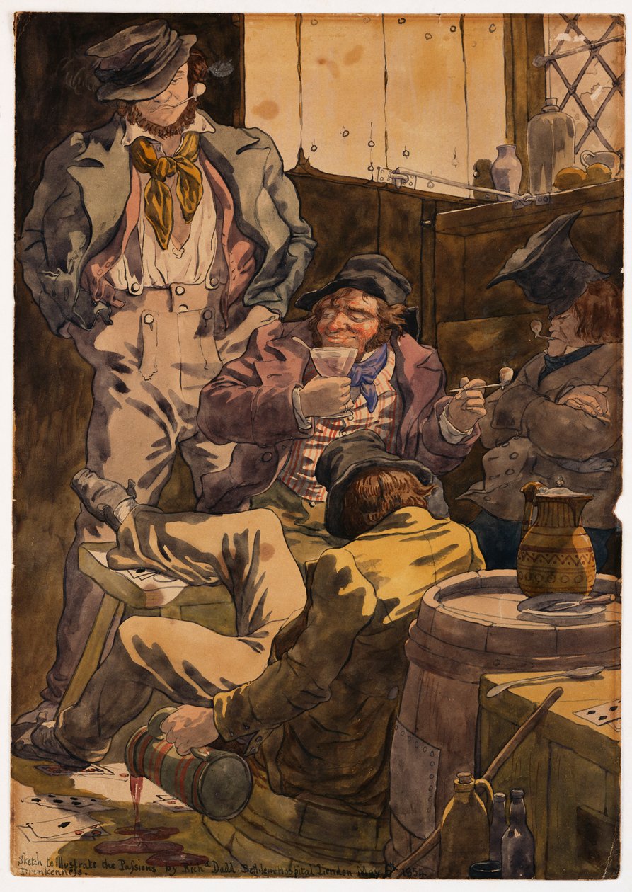 Schizzo per illustrare le passioni - Ubriachezza, 1854 da Richard Dadd