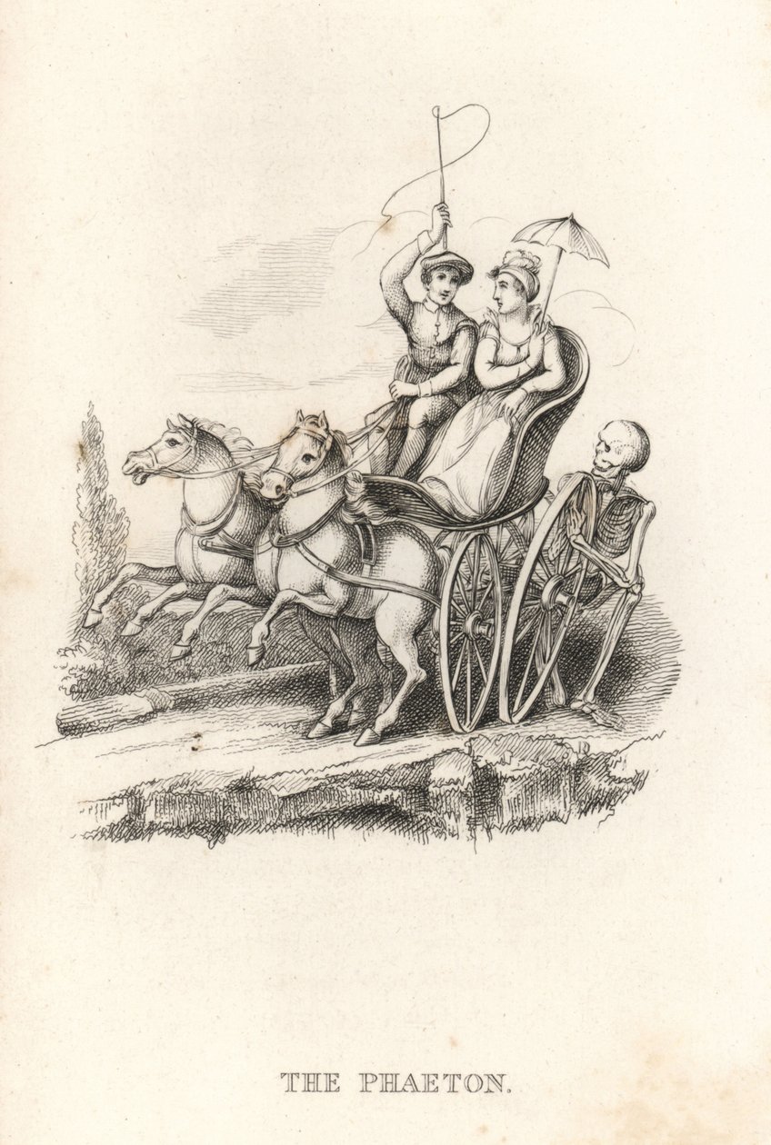 Lo scheletro della Morte e il Phaeton, 1827 (incisione) da Richard Dagley