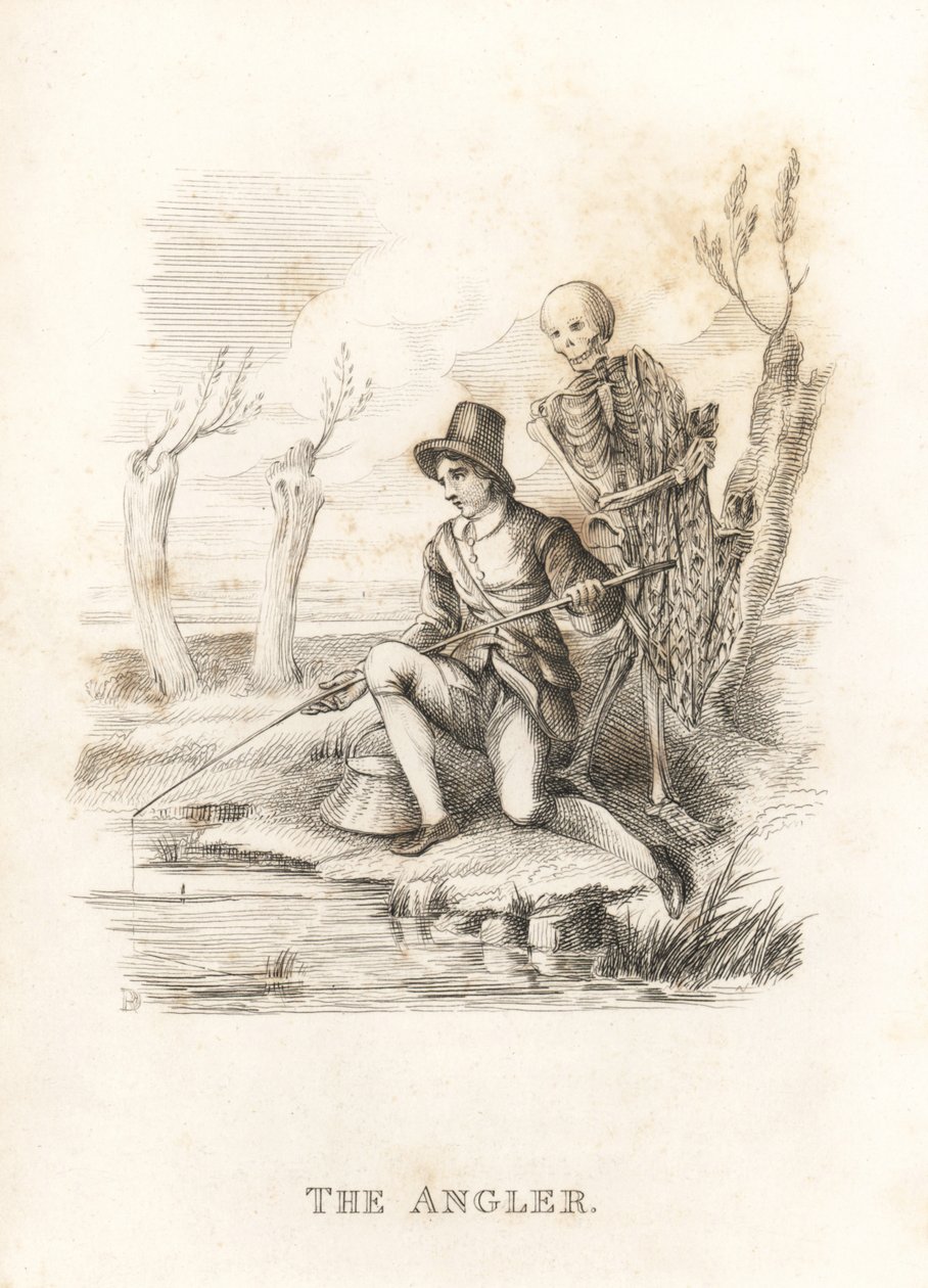 Lo scheletro della Morte e il pescatore, 1827 (incisione) da Richard Dagley
