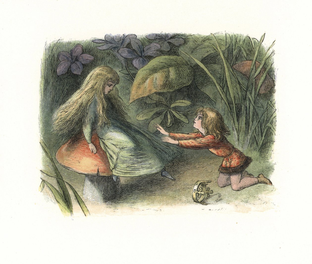 Principe elfo rifiutato da una fata su un fungo (litografia) da Richard Doyle