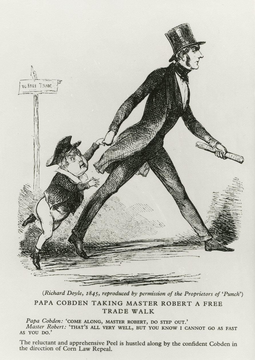 Papà Cobden porta il piccolo Robert a fare una passeggiata sul libero scambio, 1845 da Richard Doyle