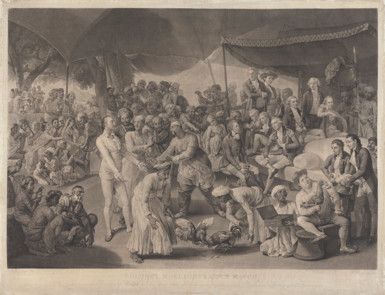 La lotta dei galli del colonnello Mordaunt a Lucknow da Richard Earlom