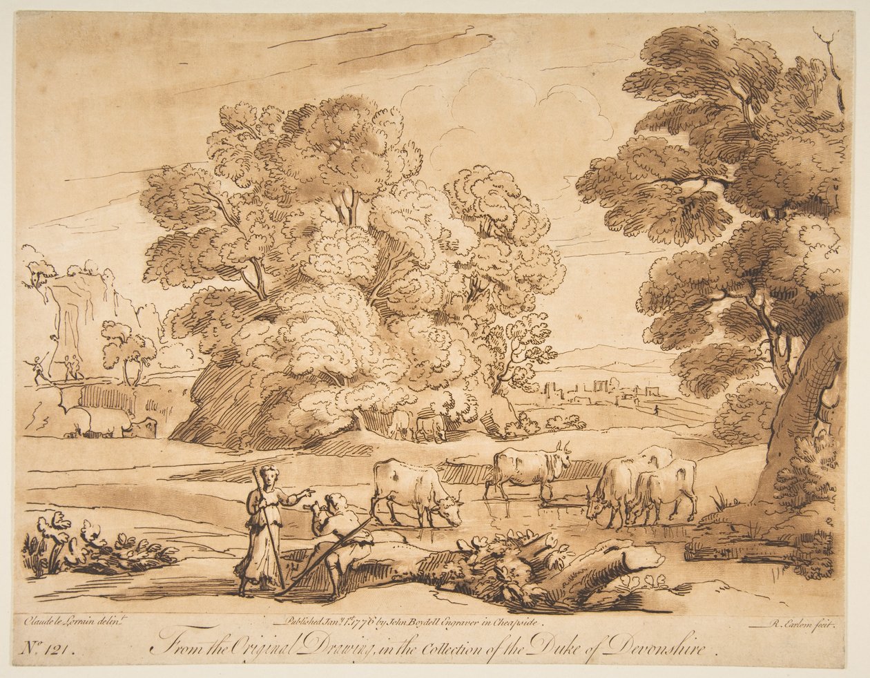 Paesaggio con pastore e pastorella, 1776 da Richard Earlom