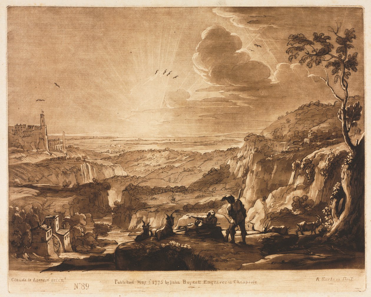 Liber Veritatis: No. 89, Vista di un paese montuoso esteso da Richard Earlom