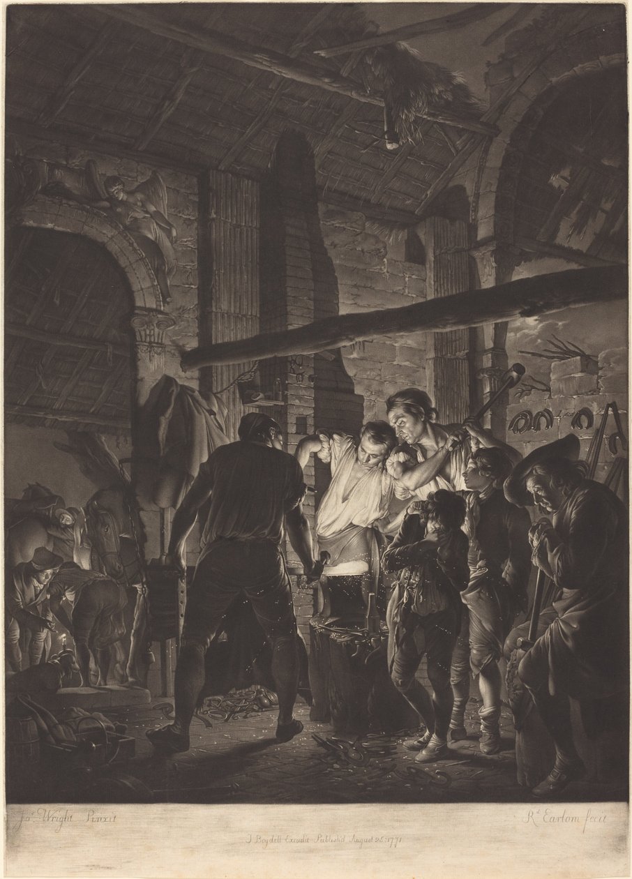 La bottega del fabbro da Richard Earlom after Joseph Wright