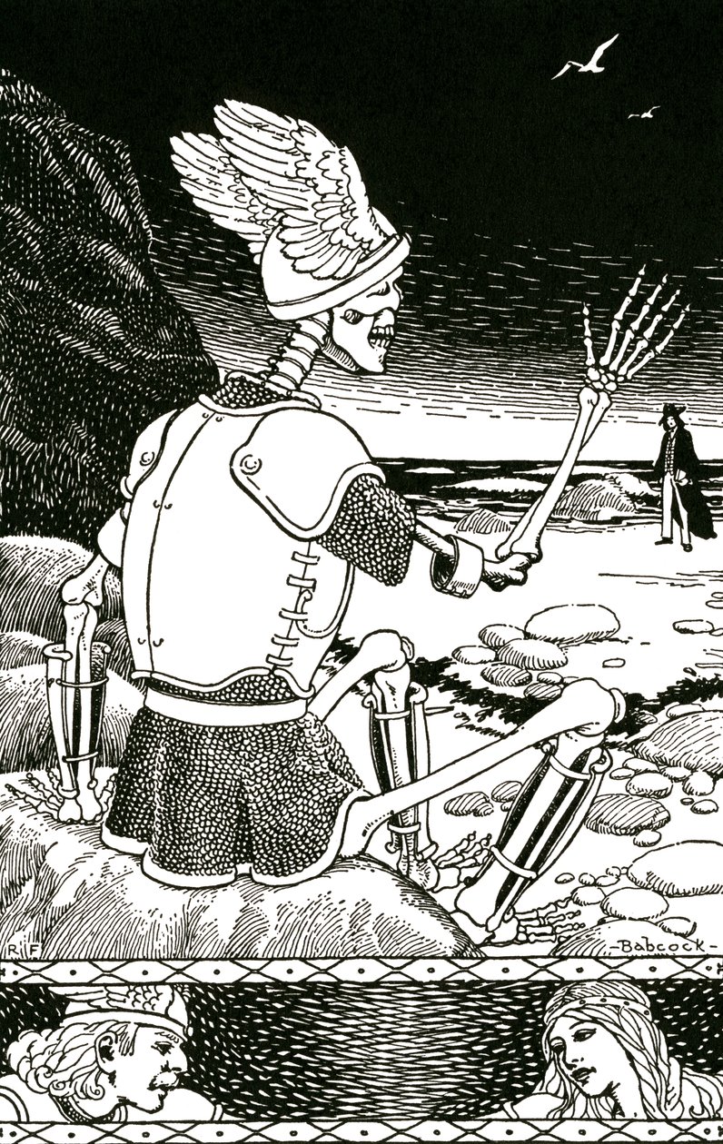 La morte come scheletro che si congeda da un uomo, 1930 circa (litografia) da Richard Fayerweather Babcock