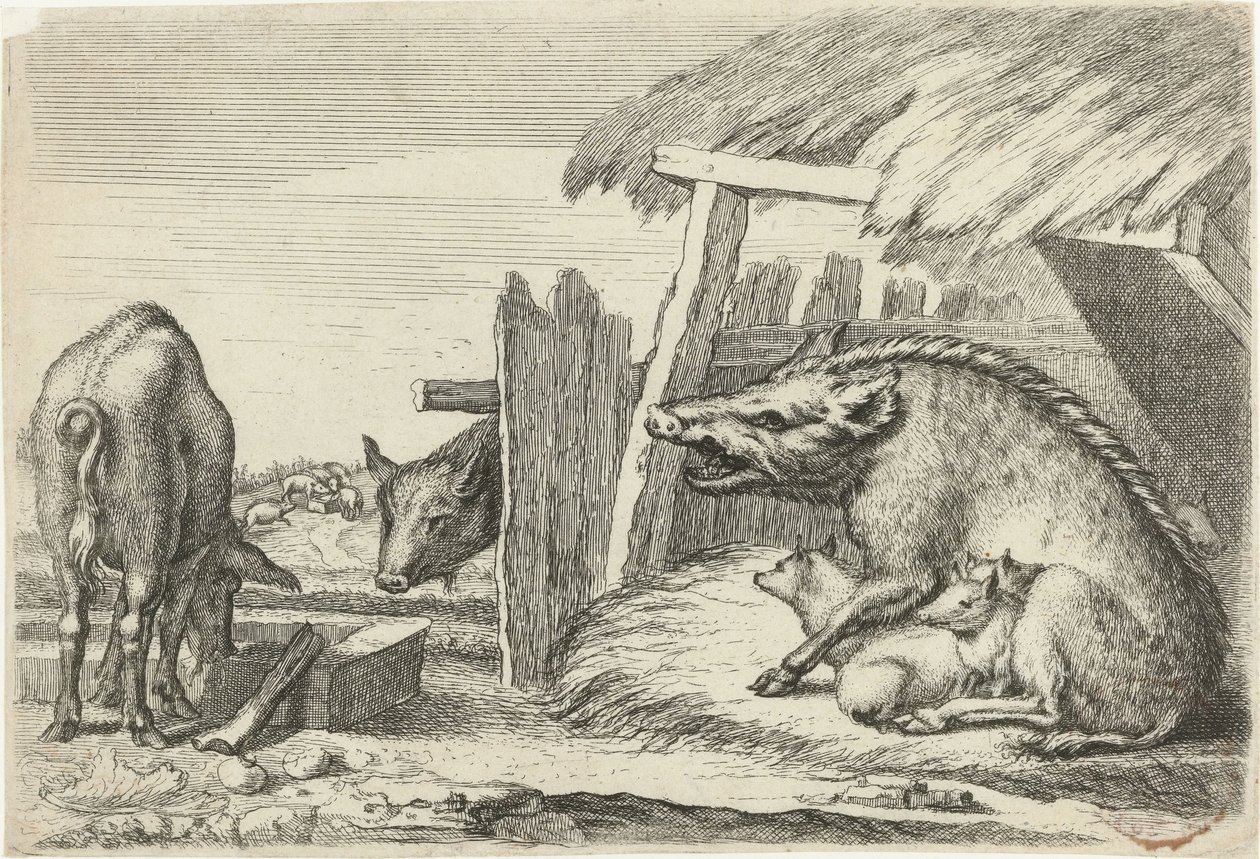 Maiali vicino a un recinto (serie Dieren naar verschillende kunstenaars) da Richard Gaywood