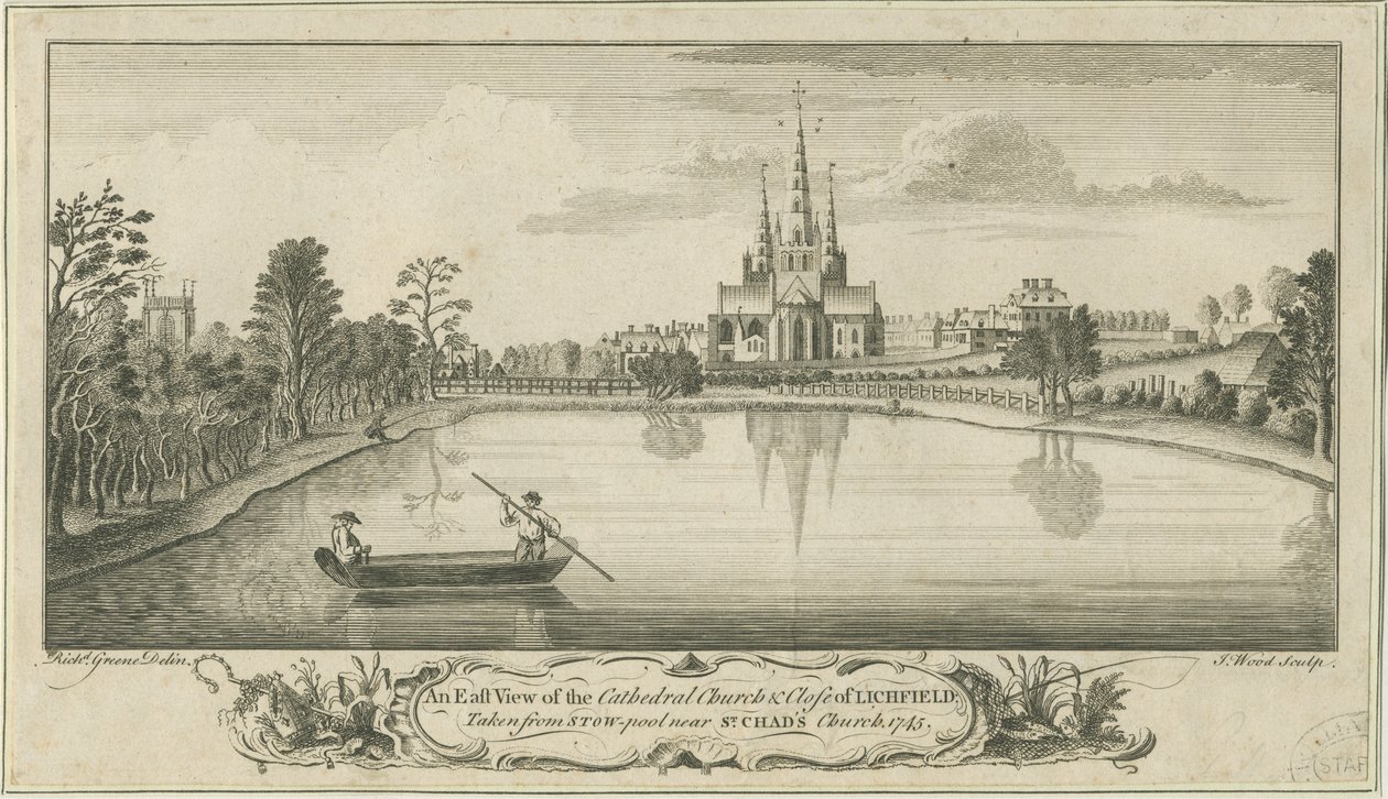 Cattedrale di Lichfield e chiostro - Vista est da Richard Greene
