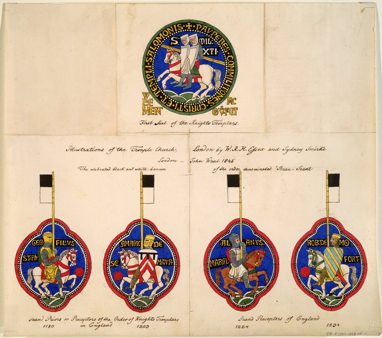 Sigilli dei Cavalieri Templari del 1180, 1203, 1224, 1234, 1845 da Richard Hamilton Essex