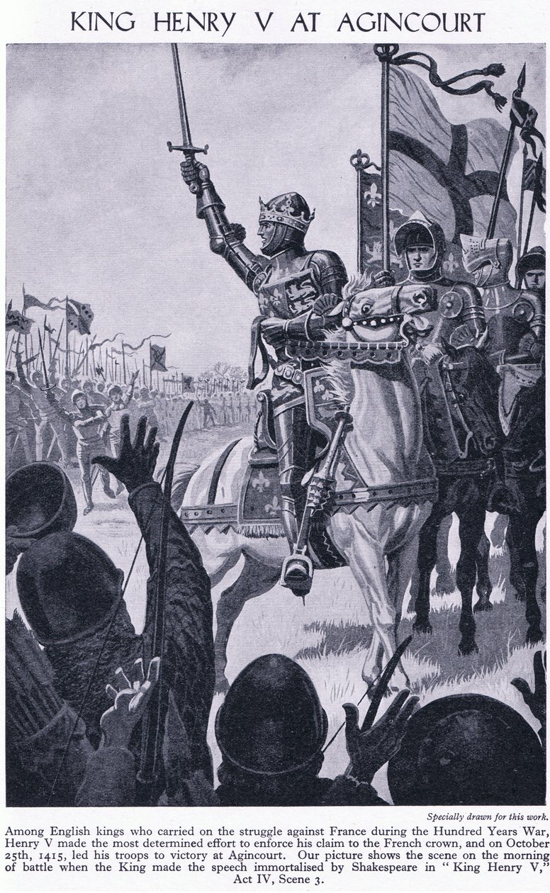 Re Enrico ad Agincourt 1415 d.C., c.1950 da Richard Henry Brock