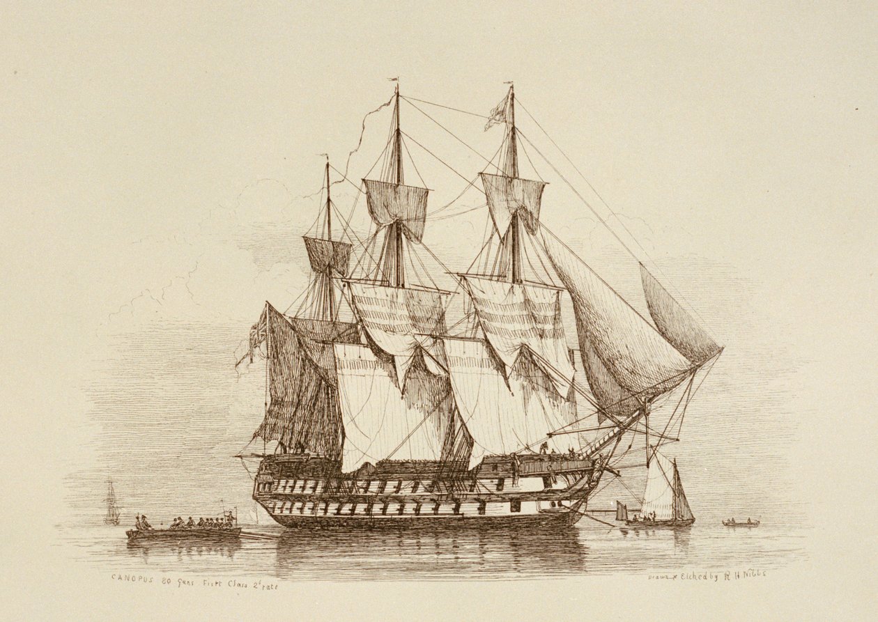 Canopo 80 cannoni Prima classe 2° rango, c.1849 da Richard Henry Nibbs