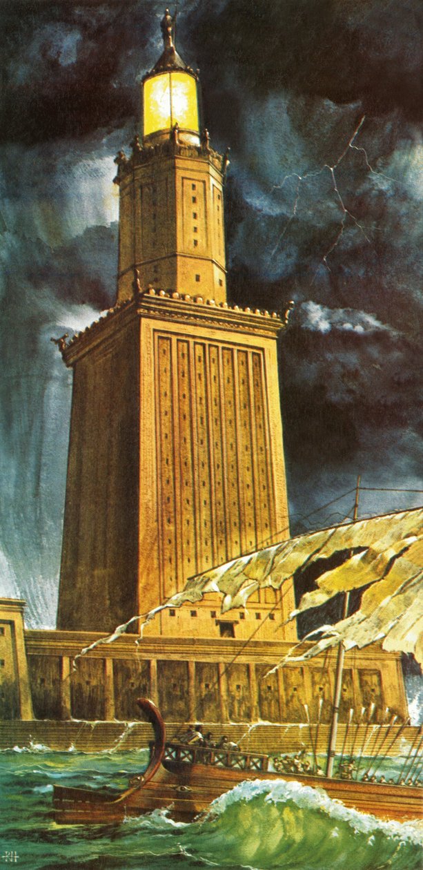 Il Pharos o faro di Alessandria (litografia) da Richard Hook